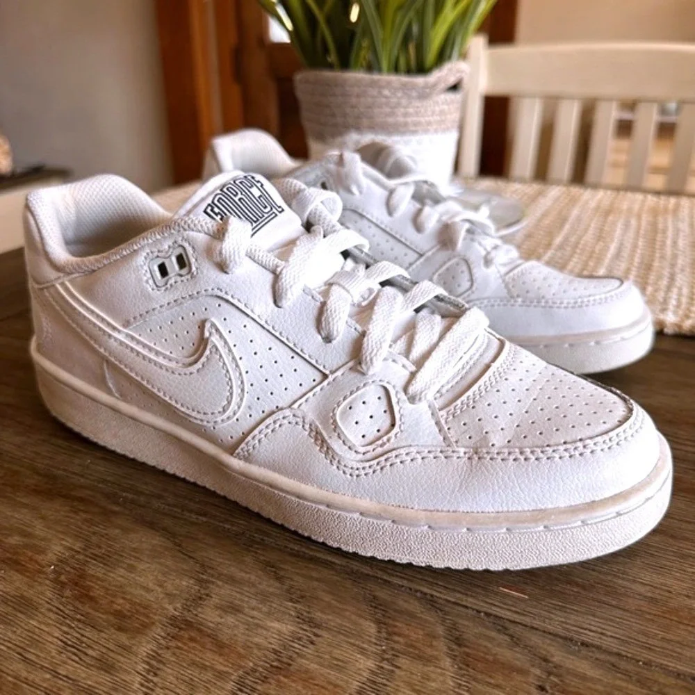 Nike Son of Force‎ Low GS White White Sneakers 615153-109 Mens 7Y Womens 8.5